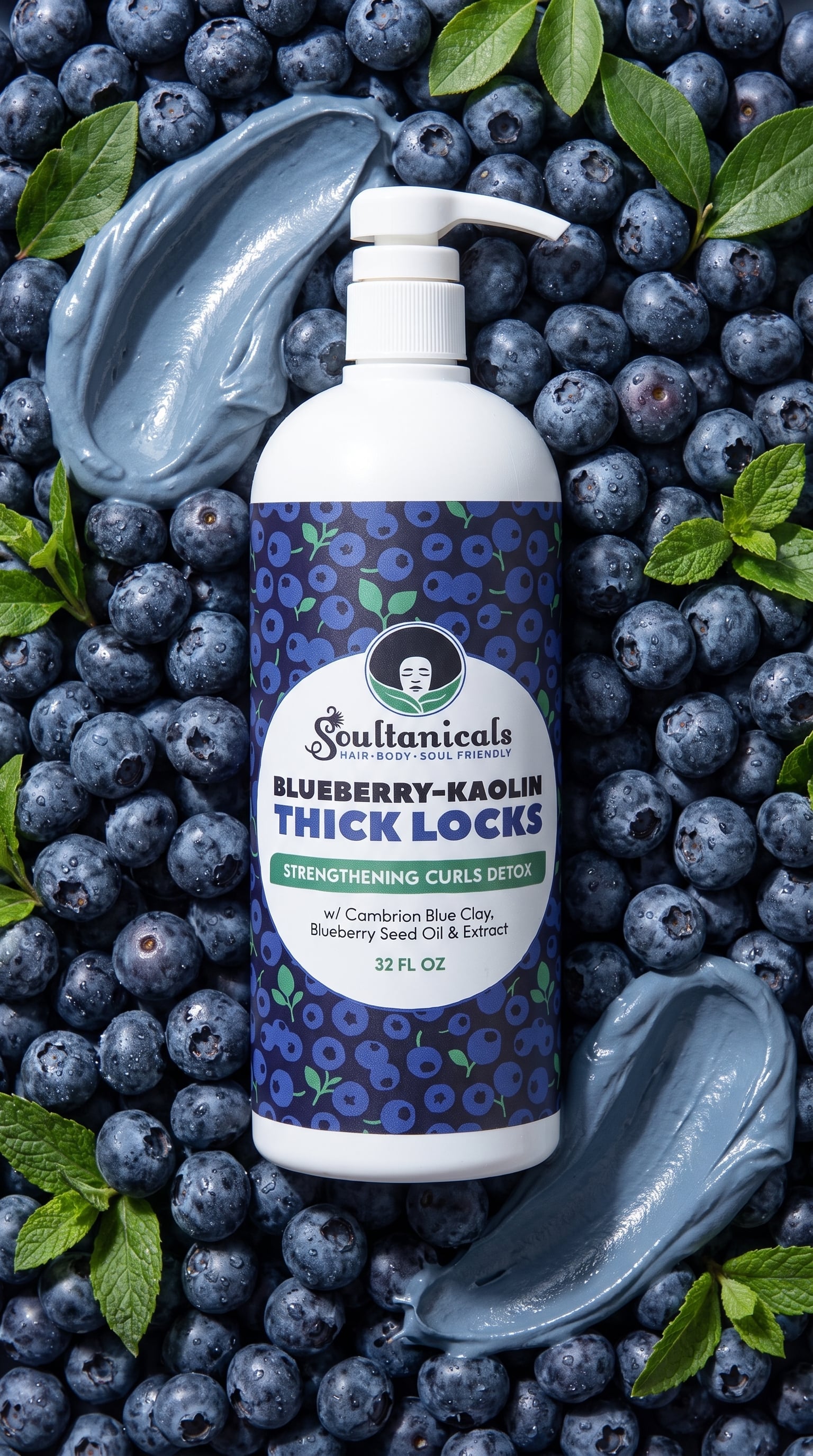 Blueberry-Kaolin, Thick Locks Strengthening Curls Detox SALON SIZE (Ships by 7/28)
