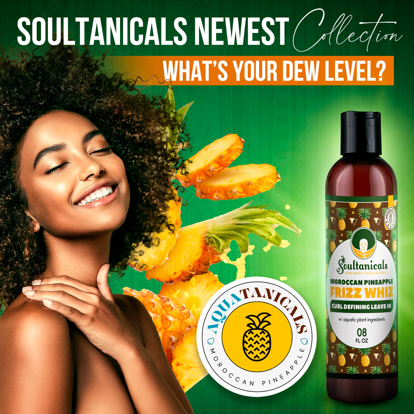 AQUATANICALS- Moroccan Pineapple Frizz Whiz, Curl Defining Leave-In