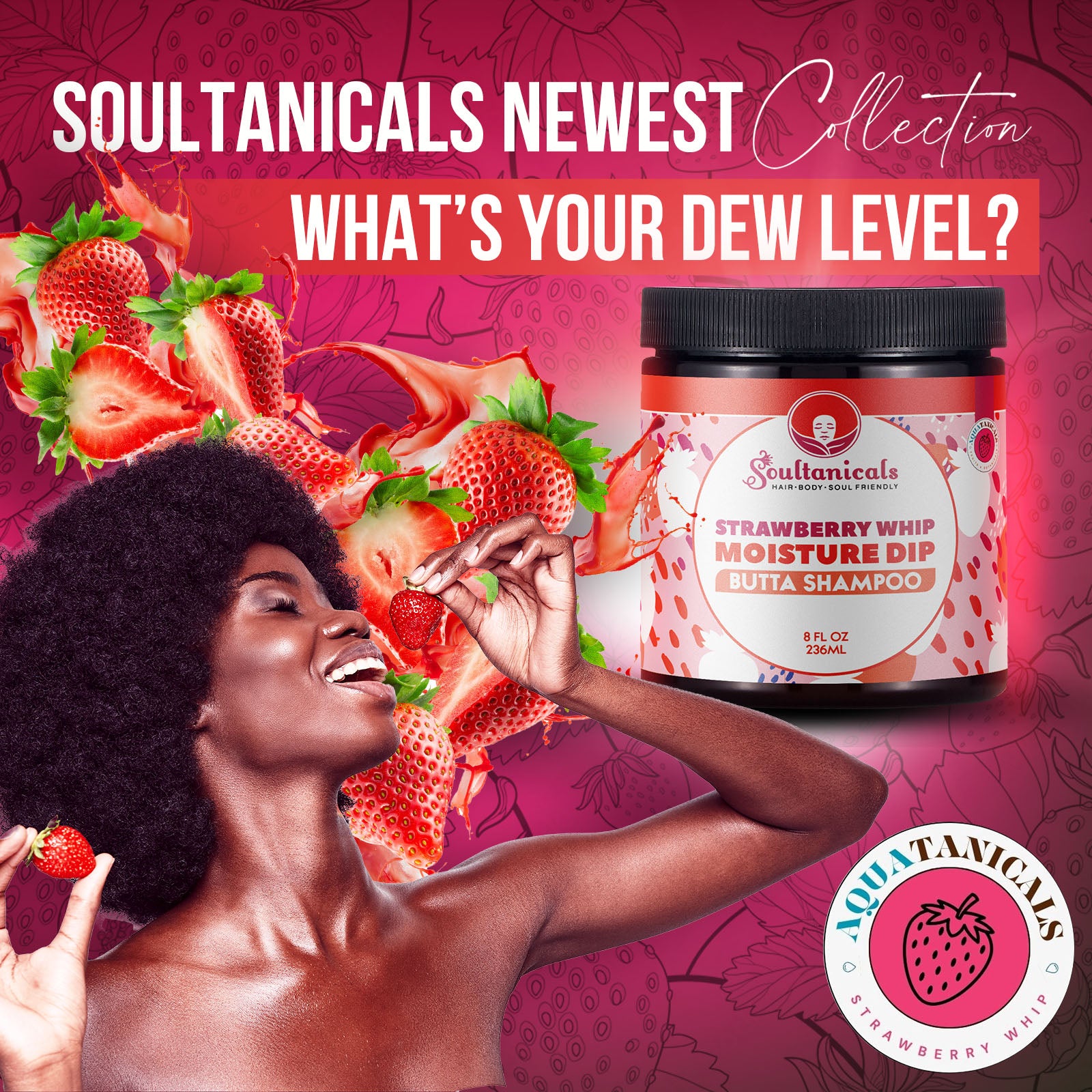 AQUATANICALS- Strawberry Whip, Moisture Dip- Butta Shampoo